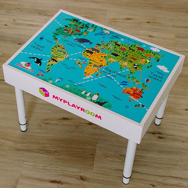 Световой стол-песочница MYPLAYROOM с игровым полем «Детская карта мира»